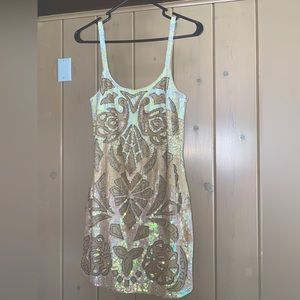 Needle & Thread stunning white cream sequin beaded mini dress size 4